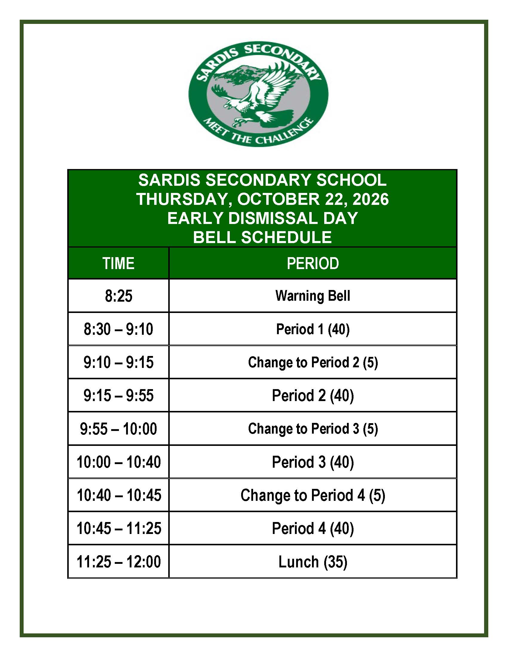 bell schedule