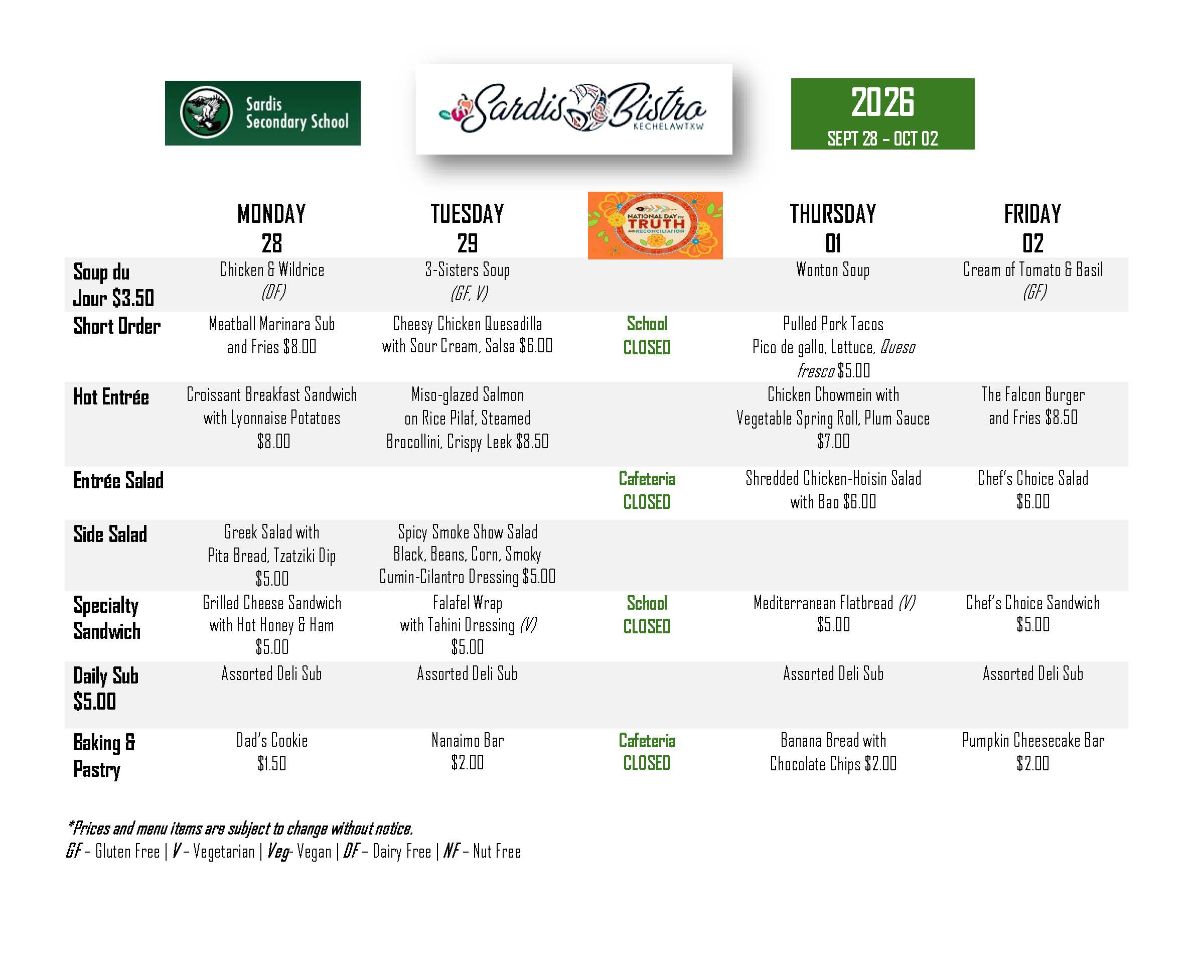 menu